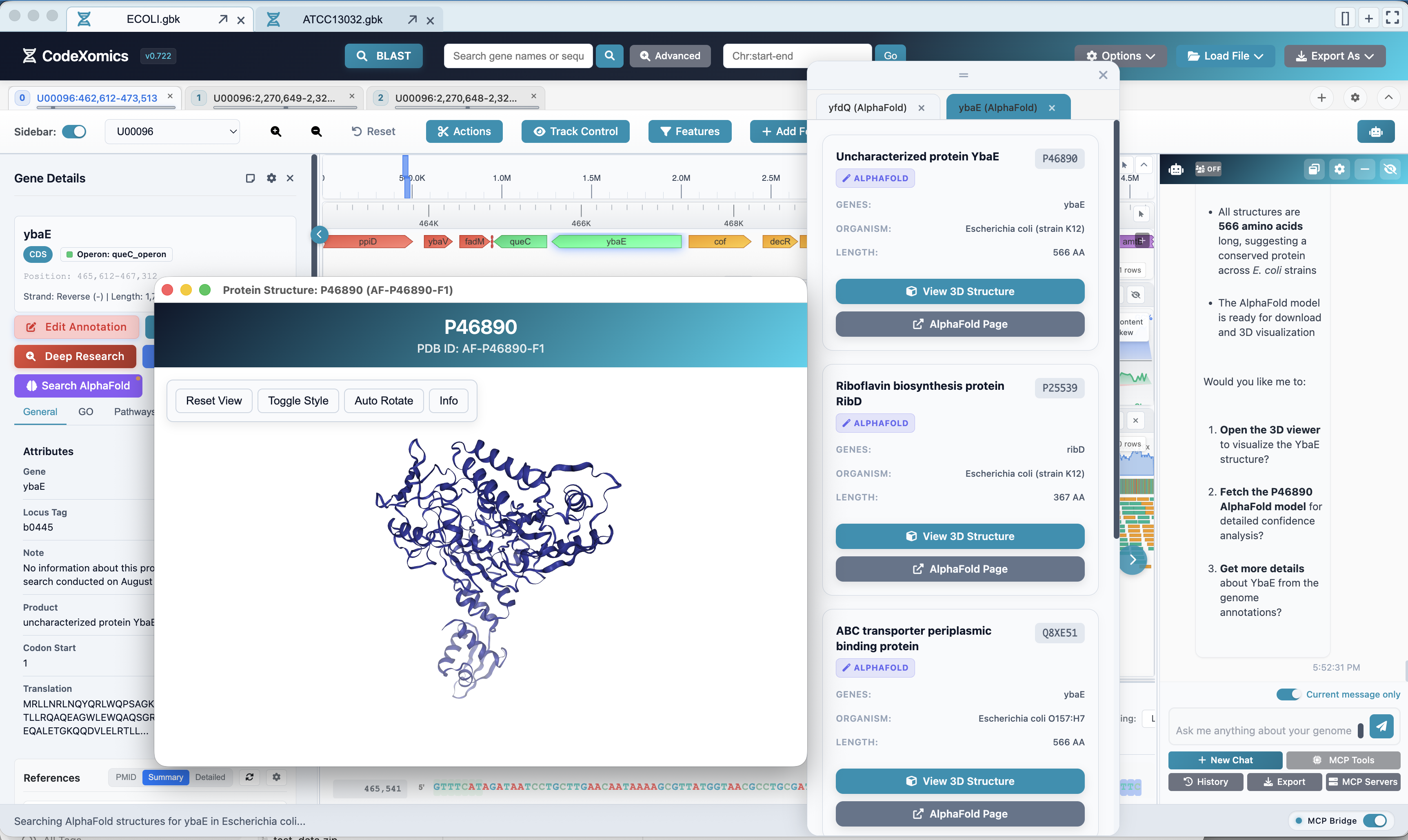 AlphaFold protein structure viewer